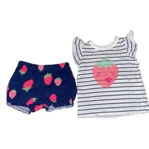⭐️3/$20 Girls Carter's 2-Piece Strawberry Outfit Size 3 Months